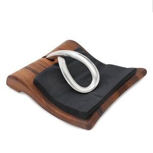 Nambe Elegant Silver & wood Napkin Holder